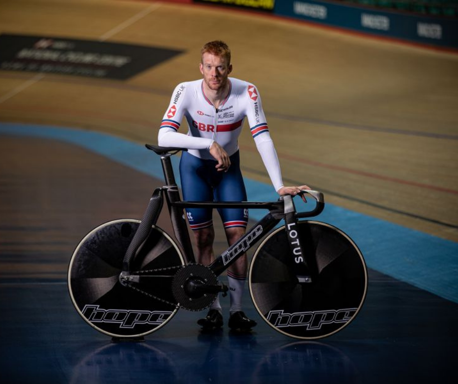 Ed Clancy OBE with the Lotus & Hope Olympic Bike for Tokyo 2021